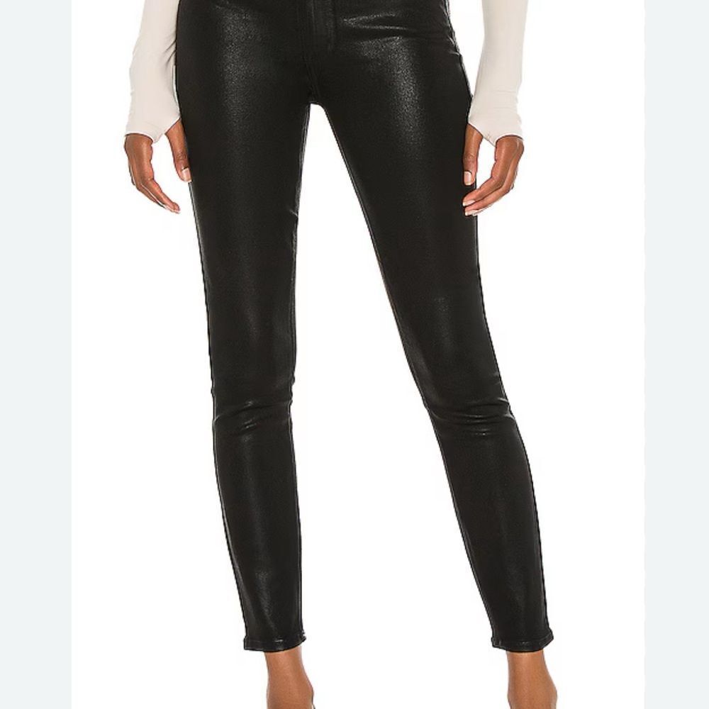 Paige Boston ankle in black fog luxe coating Skinny Pants